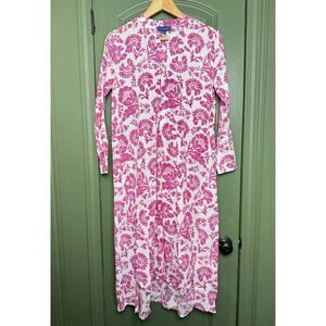 NWT Ro's Garden Aurora Long Kurta Kaftan Floral Maxi Dress Pink St Remy XS